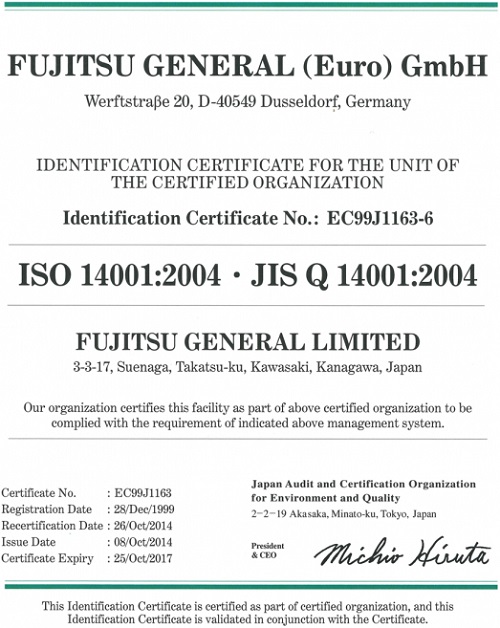 Fujitsu General Limited ISO 14001 Fujitsu General Limited ISO 14001